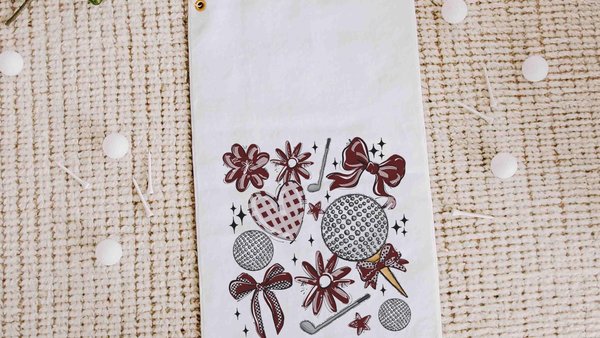 golf coquette golf towels for her, maroon school spirit accessories, cute golf gifts for ladies for golf bags, golf stocking stuffers for