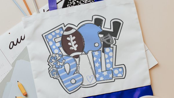 Carolina blue football tote bag