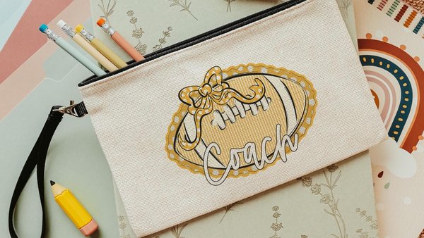 personalized school spirit pencil bag for girls, cheer squad gifts, yellow coquette makeup bag for teenage girls, 2026 senior cheer