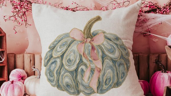 oyster shell pumpkin throw pillows for living room, Thanksgiving hosting gift, fall coastal cottage patio pillow cover 18 x 18, Cape Cod