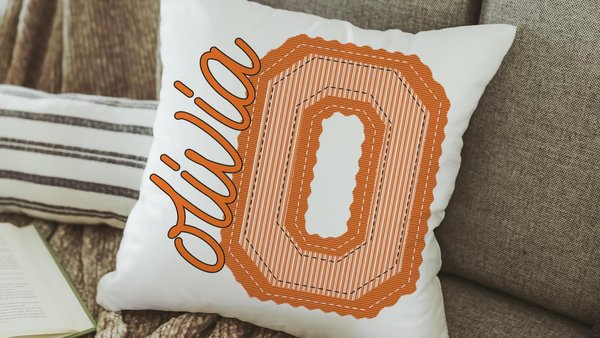 personalized initial throw pillow for bed orange seersucker pillow with name, Christmas gifts for college students, teenage girl gifts, cute
