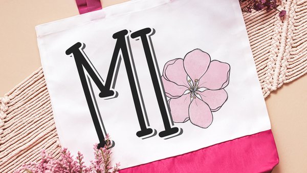 Michigan tote bag best sellers, Michigan Christmas gifts for realtors, Michigan gifts for women, pink apple blossom Michigan state flower