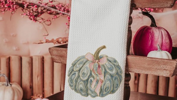 oyster shell pumpkin hand towel guest bathroom decor, Thanksgiving hosting gift, fall coastal kitchen towels housewarming gifts for friends