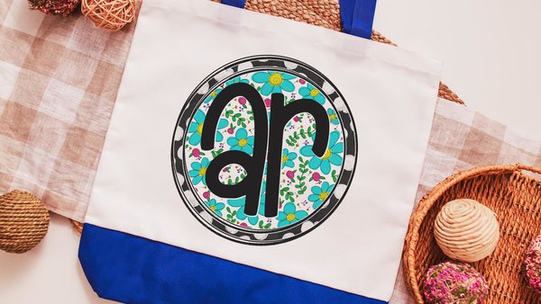 Little Rock Arkansas tote bag for church, Arkansas gifts for women, turquoise floral shopping tote for gift, Arkansas Christmas gifts for