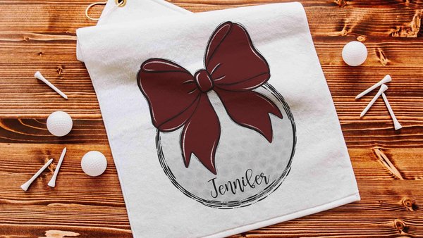 personalized golf coquette golf towels for women, maroon school spirit accessories, cute golf gifts for ladies for golf bags, golf Christmas