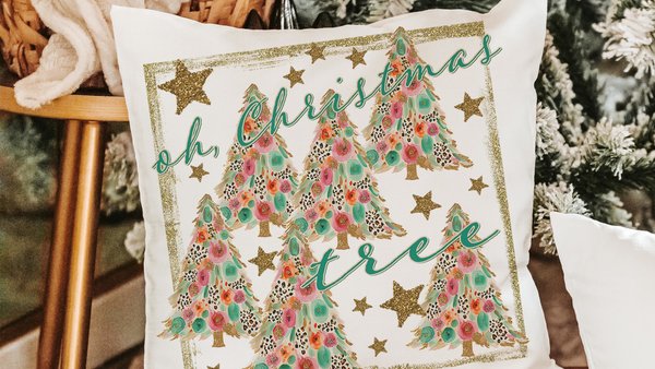 oh Christmas tree leopard print Christmas tree throw pillows for couch, floral Christmas accent pillow covers Christmas gifts for coworkers