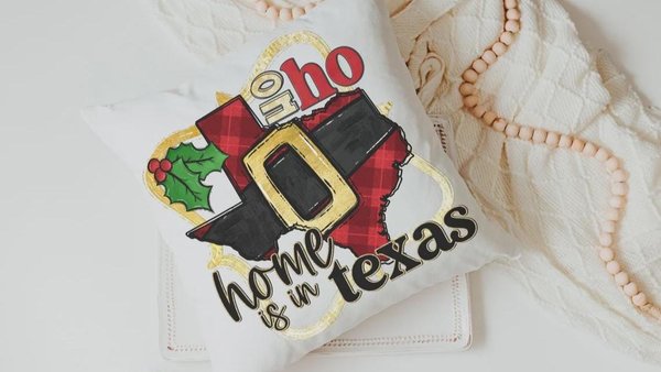 ho ho ho Christmas throw pillow for sectional, Texas Christmas gifts for neighbors, state pride accent pillows for couch, Texas gifts for