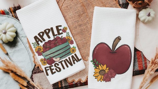 apple festival autumn kitchen towels home essentials, apple kitchen decor, sunflower gifts for her, Thanksgiving hosting gift, housewarming