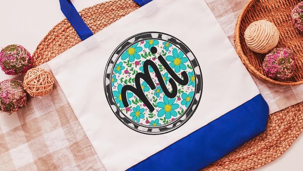 turquoise floral Michigan tote bag for new home owners, Michigan gifts for women, Michigan Christmas gifts for neighbors, best gifts for her