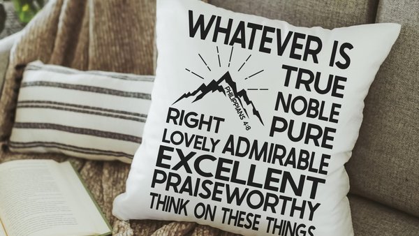 Philippians 4:8 Throw Pillow, Bible Verse Christian Decor