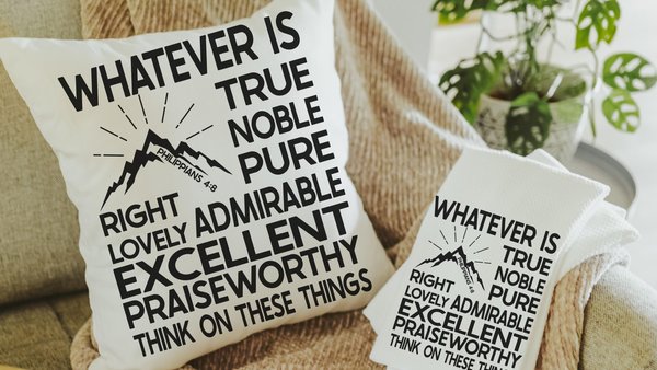 whatever is true Bible verse throw pillows for couch religious hand towels for church, Philippians 4:8 decorative pillows with scripture