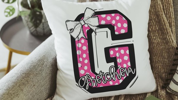 custom hot pink initial pillow personalized 2026 high school graduation gifts for girls, college dorm decor for women, going to college