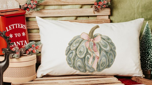 oyster shell pumpkin lumbar decorative accent pillows for couch, fall coastal decorations for home, nautical pumpkin pillows for bed, host