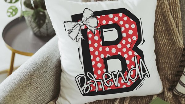 personalized cherry red initial throw pillows for couch, 2026 high school graduation gifts for granddaughter, college gifts for girls, name