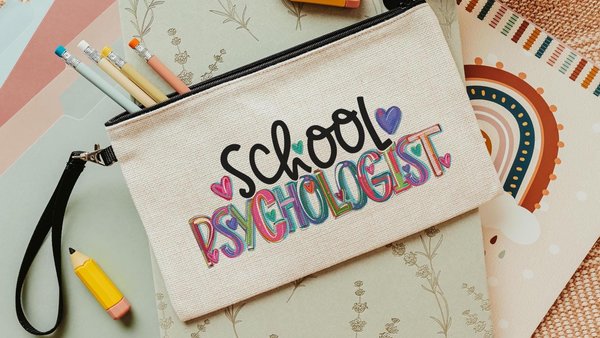 back to school pencil pouch makeup bags for women, school psychologist must haves, school psych gifts, zipper pouch for purse, first day of