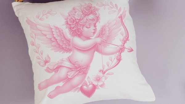 baby pink cupid coquette Valentines throw pillow covers 18x18, Galentines day gifts for friends, Valentines day decorative pillows for girls