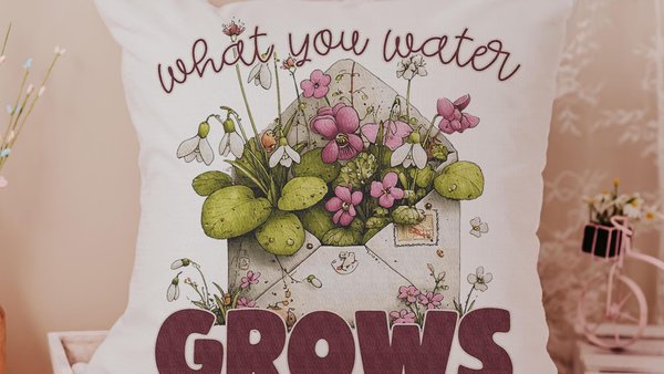 what you water grows inspirational throw pillows for couch floral decorative pillows for bed, home decor gift for women, gardener gifts for