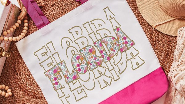 Florida tote bag for beach, realtor tote bag real estate agent gift, cruise bag for women, Florida gifts for girls, wildflower tote for work