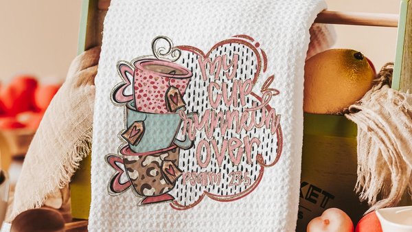 my cup runneth over coffee kitchen towels for gifts, Bible verse hand towels for kitchen Christian gifts for best friends, coffee bar decor