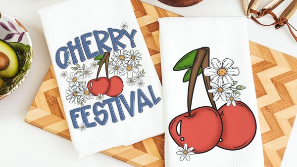 cherry festival fruit kitchen towels for summer hand towels for bathroom, cherry kitchen decor, Michigan gifts for adults, trendy kitchen