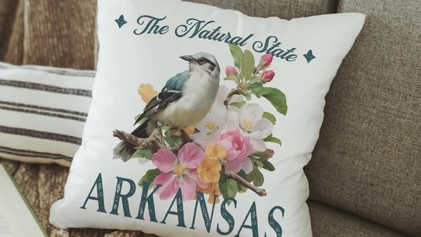Arkansas state bird throw pillows for couch floral Arkansas state flower decorative pillows for sofa, Arkansas gifts for women, real estate