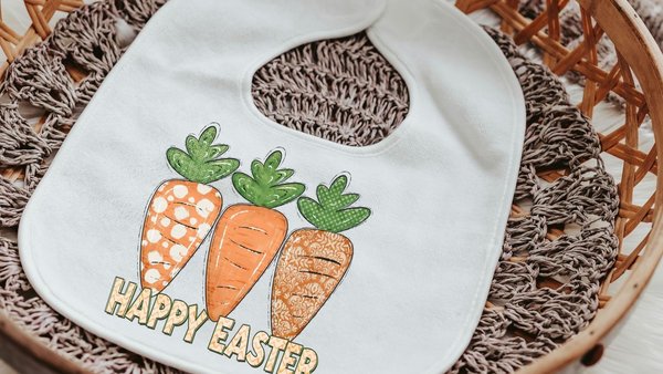 Happy Easter baby bibs for girls, Easter carrots Easter baby gifts for newborn, baby first Easter basket stuffers for infants, baby layette