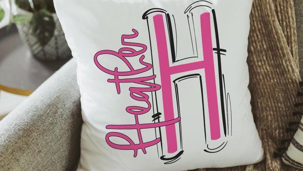 personalized initial throw pillow cute pillows for girls, hot pink dorm decor for college girls, 2026 high school graduation gifts for niece
