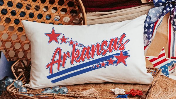 Custom Arkansas pillow for couch, best gifts for her, long pillows for full beds, patriotic decor for home, Arkansas gifts for women, dorm
