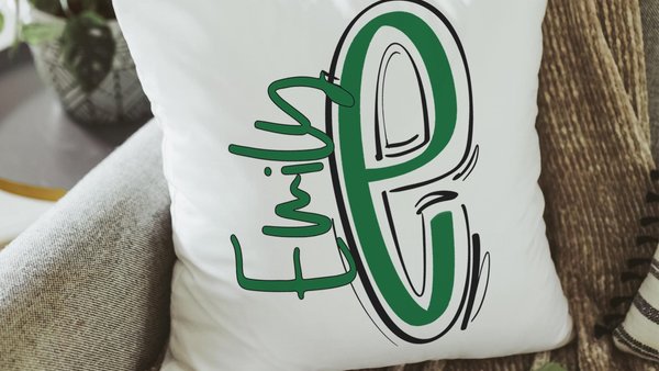 Personalized kelly green pillow with name on it, new home gifts for girls, teenage girl gifts, tween girl bedroom decor, initial pillow for