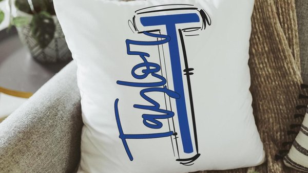 Personalized royal blue pillow with name on it, new home gifts for girls, teenage girl gifts, tween girl bedroom decor, initial pillow for