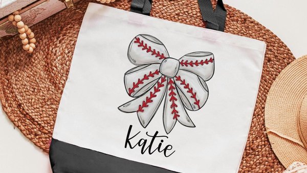 personalized baseball coquette tote bag best seller, baseball mom gifts, cute baseball tote bag with name, baseball girlfriend gear, senior