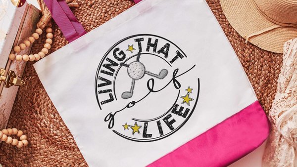 golf life golf tote bag for women, reusable shopping bag, cute golf gifts for her, lady golfer golfing tournament, funny golf gifts for men