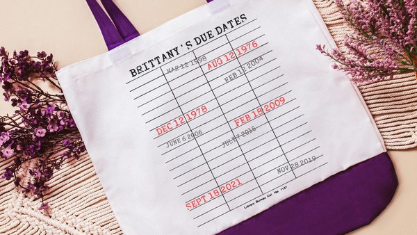 custom library due date print book lover tote bag with name, unique gifts for women who have everything, grandma tote bag for Gigi, bookish