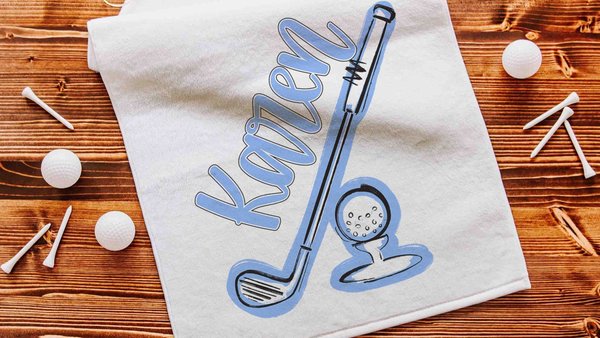 Personalized golf towels with hook, Carolina blue school spirit golf team for women, cute golf gifts for friends, lady golfer gifts, best