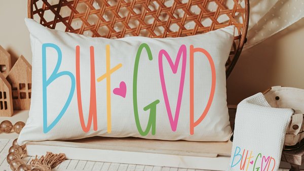 but God lumbar decorative pillows for bedroom, faith gifts for teen girls, Christian throw pillows for couch bright decor, unique gifts for