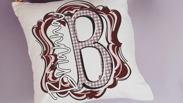 personalized maroon gingham initial pillow teen girl gifts trendy bedroom colors, name throw pillow cute pillows for girls, best gifts for