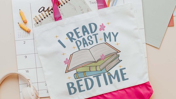 I read past my bedtime cute tote bag for book lovers, bookish merch bags, unique gifts for women who have everything, library tote bag for