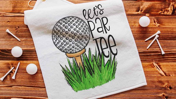 lets par tee funny golf towel with grommet, golf bag towel for women, golf gifts for her, lady golfer ball towel, golf birthday gifts for