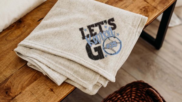 Personalized lets go baseball number blanket 50 x 60, baseball Mothers day gift for mother in law, carolina blue name throw blanket for sofa