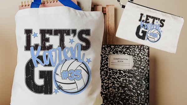 Personalized volleyball tote bag for women, lady volleyball gift wristlet with zipper, volleyball gifts for her, lady volleyball tournament