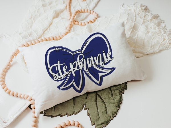 CapableByDesign personalized coquette bow throw pillows