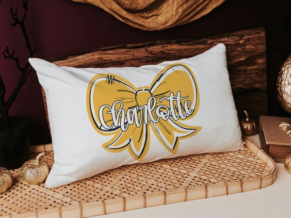 CapableByDesign personalized coquette bow throw pillows