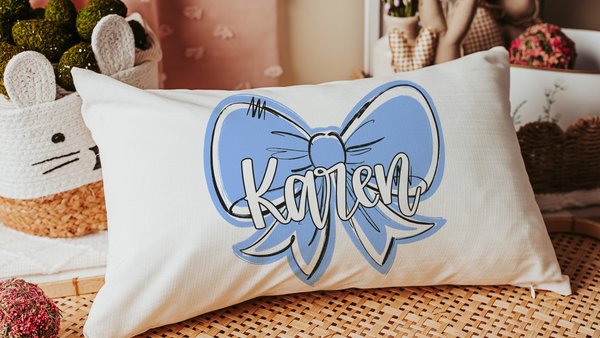 personalized carolina blue coquette name lumbar pillow 12x20, 2026 senior night gifts for teenage girls, custom Mothers day gifts for mom