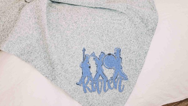 Personalized band mom era band blanket 50 x 60, band Mothers day gift for mother in law, carolina blue name throw blanket for sofa, band