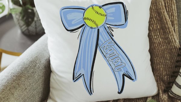 Personalized carolina blue softball name throw pillow cover 18x18, 2026 senior night softball gifts for teenage girls, softball Mothers day