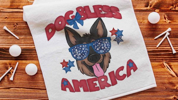 dog Bless America golf towel for Dad, German shepherd gifts guy golf gifts for men, patriotic golf bag towel dog dad Fathers day gift for