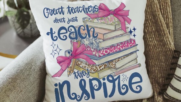 Great teachers don't just teach they inspire pillow for chair, cute teacher appreciation gifts for preschool teachers, kindergarten teacher