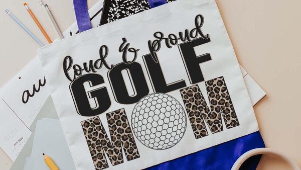 loud and proud leopard print golf tote bag for cart, golf mom gifts, golf Mothers day gift for golfers, golfing wife tote bag for women