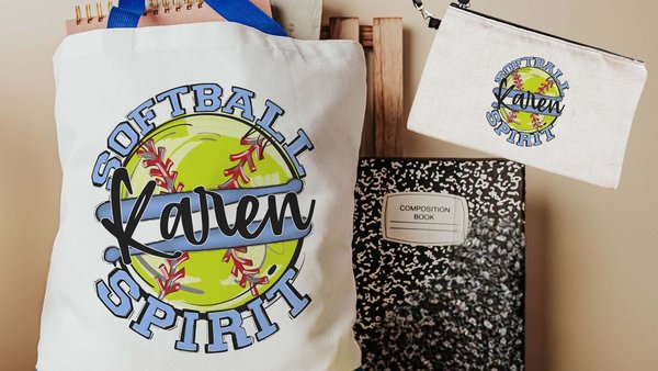 personalized softball tote bag for teens, softball wristlet with name, high school graduation gifts for girls, 2026 softball senior gifts
