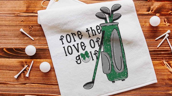 for the love of golf towel with grommet, golf mom Mothers Day gifts for golfers, golf bag accessories for women, golf coquette golf gifts